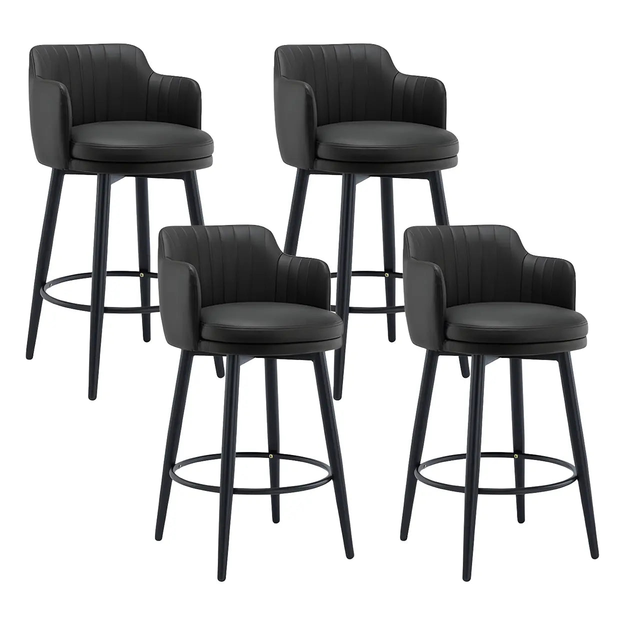 Round Leather Back Black Iron Bar Stool