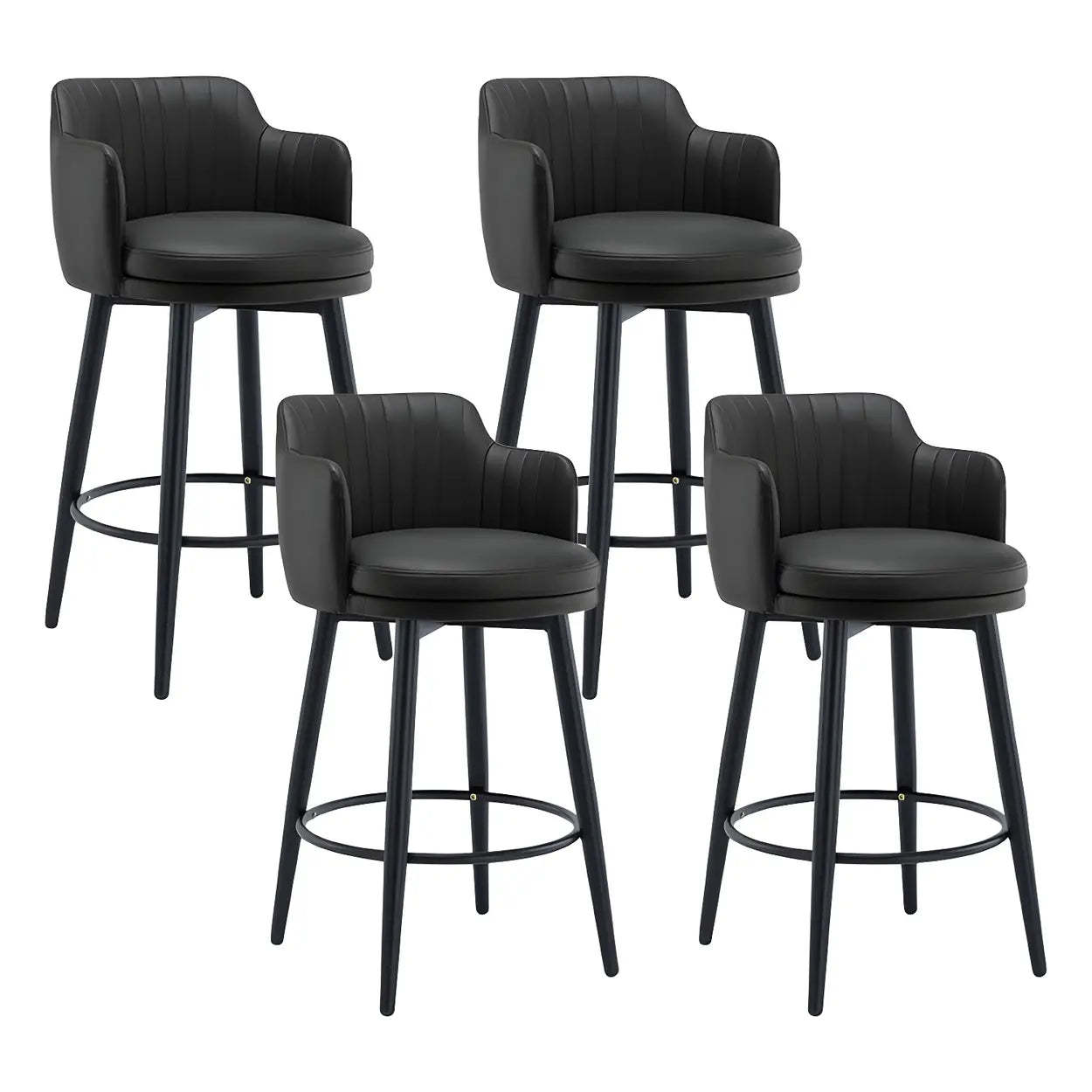 Round Leather Back Black Iron Bar Stool