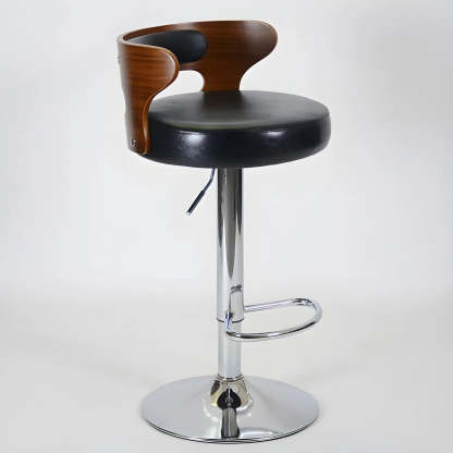 Round Leather Adjustable Pedestal Swivel Bar Stool