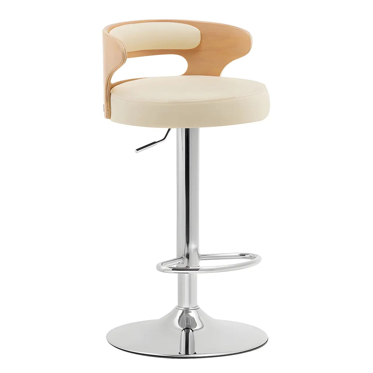 Round Leather Adjustable Pedestal Swivel Bar Stool