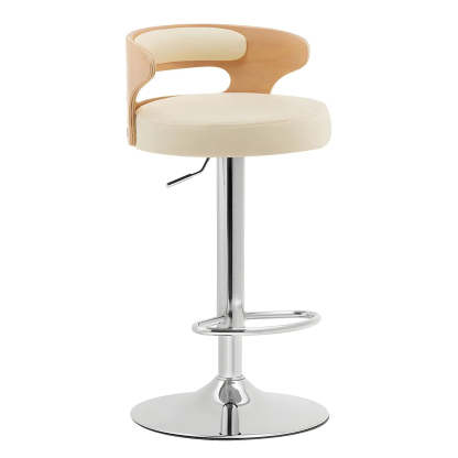 Round Leather Adjustable Pedestal Swivel Bar Stool