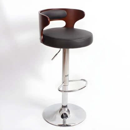 Round Leather Adjustable Pedestal Swivel Bar Stool