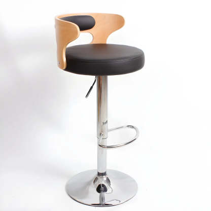 Round Leather Adjustable Pedestal Swivel Bar Stool