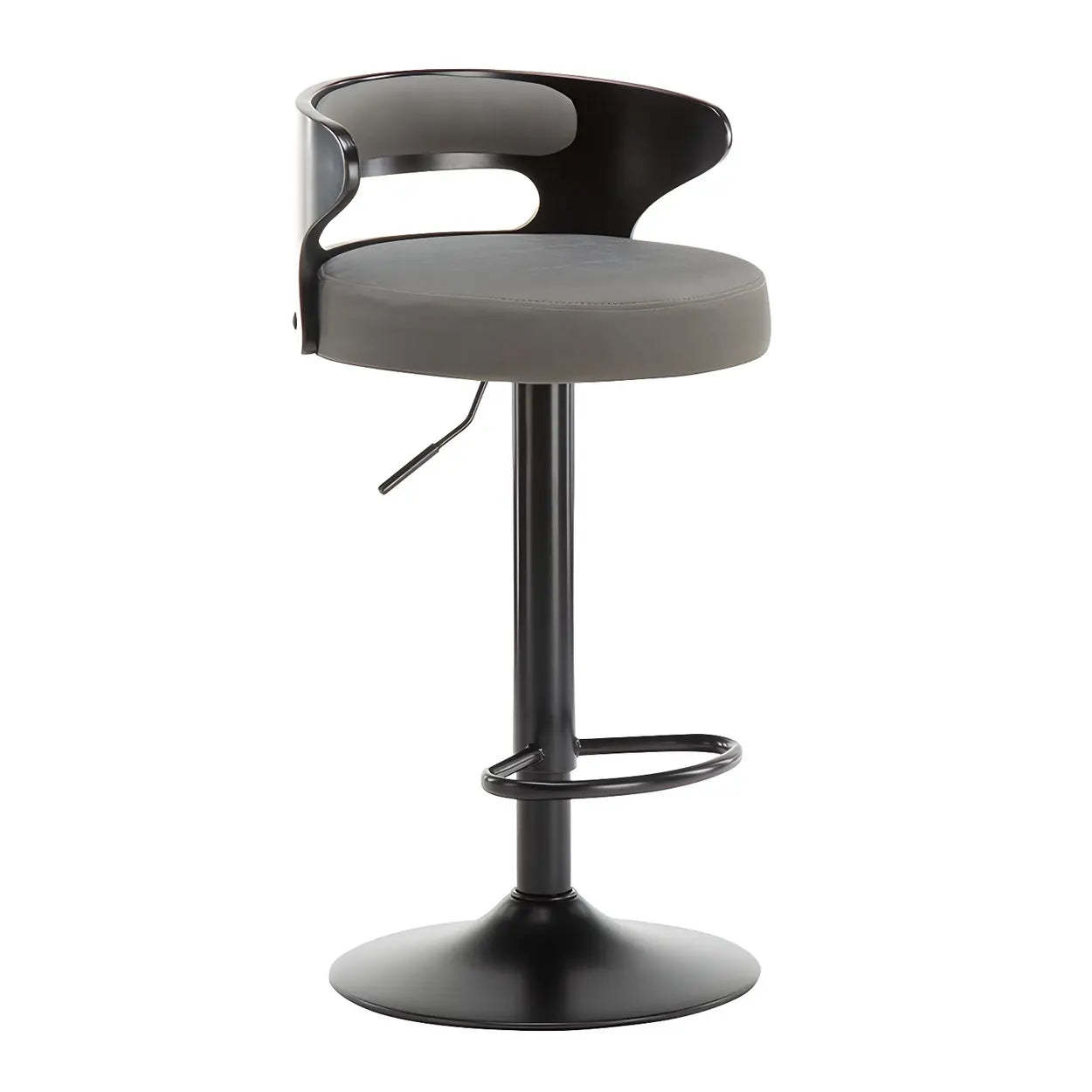 Round Leather Adjustable Pedestal Swivel Bar Stool — White / 1 Piece