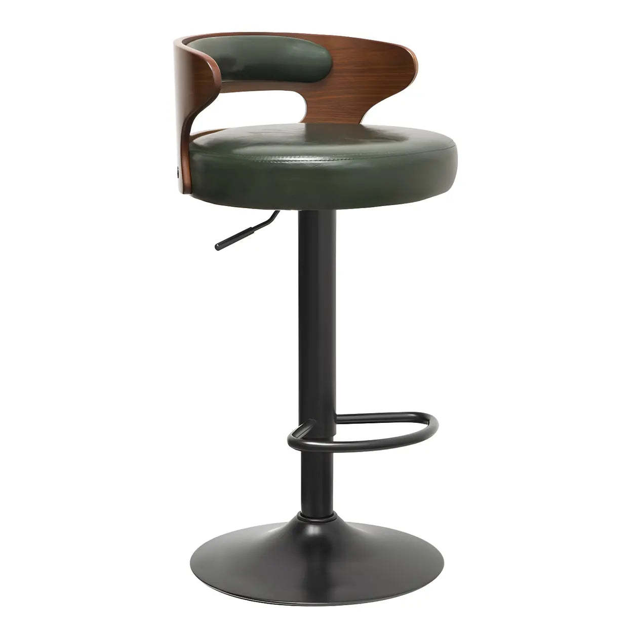 Round Leather Adjustable Pedestal Swivel Bar Stool — Brown / 1 Piece