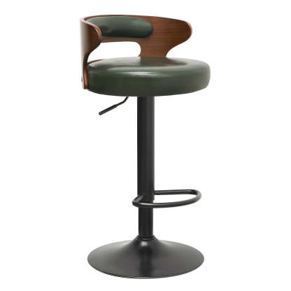 Round Leather Adjustable Pedestal Swivel Bar Stool — Brown / 1 Piece