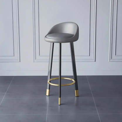 Round Leather Tripod Steel Bar Stool — Blackish Green