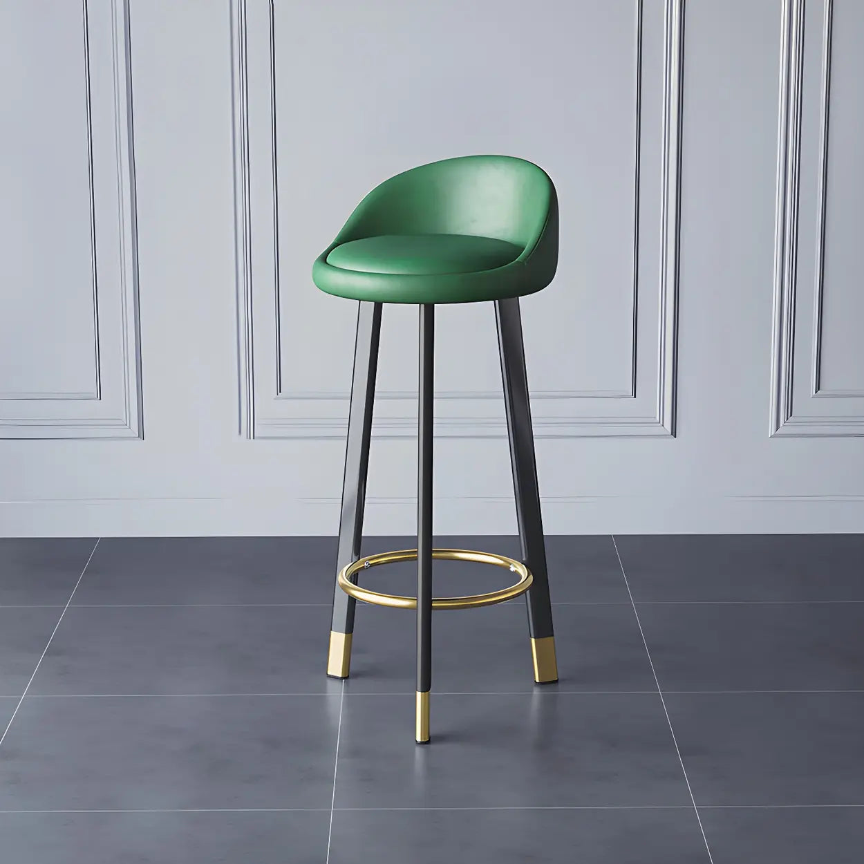 Round Leather Tripod Steel Bar Stool — Orange