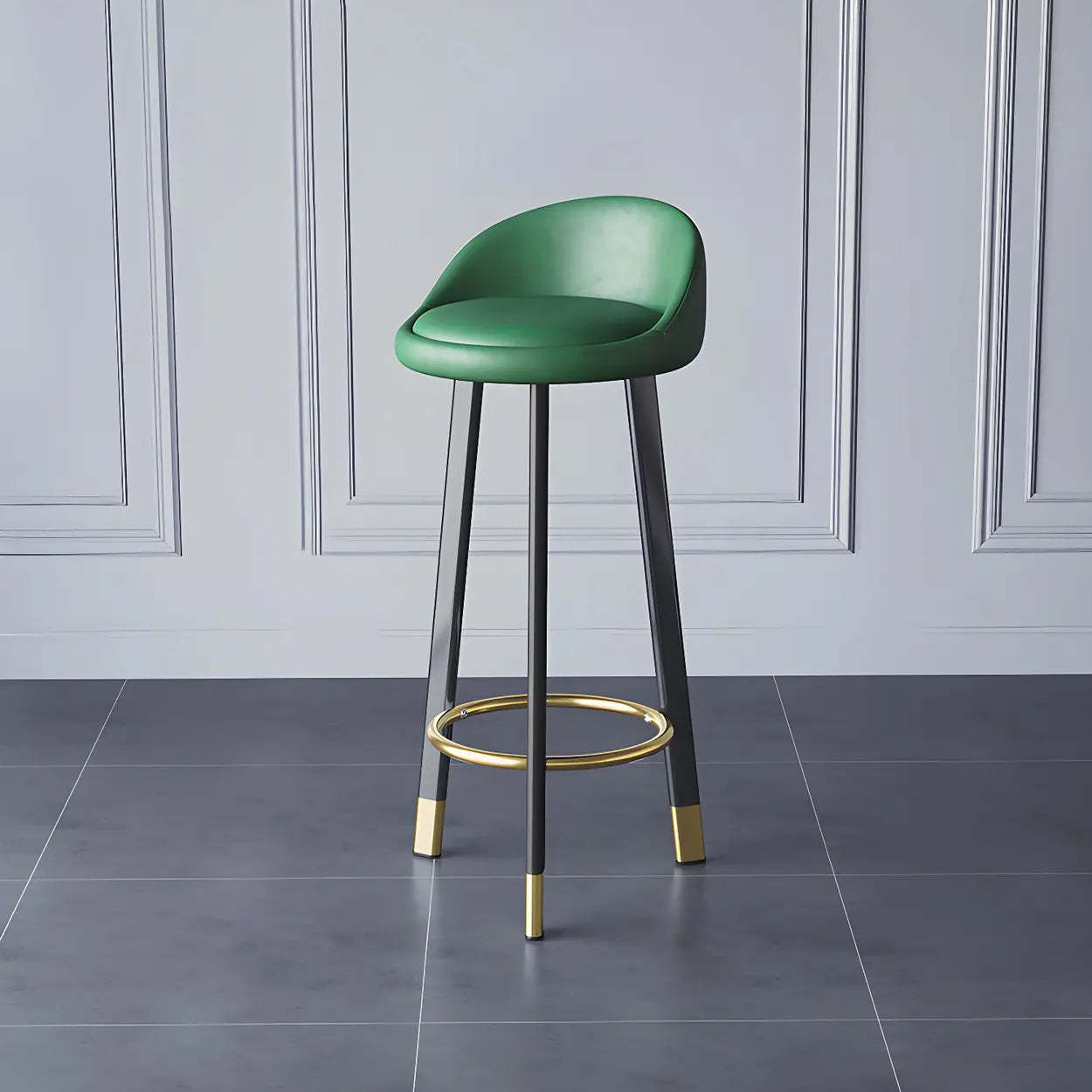 Round Leather Tripod Steel Bar Stool — Orange