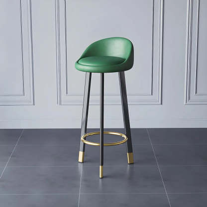 Round Leather Tripod Steel Bar Stool — Orange