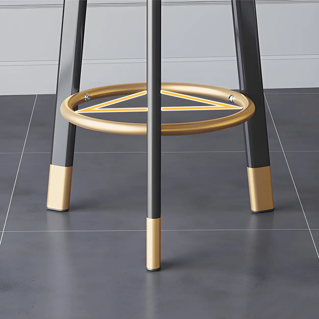 Round Leather Tripod Steel Bar Stool — Grey