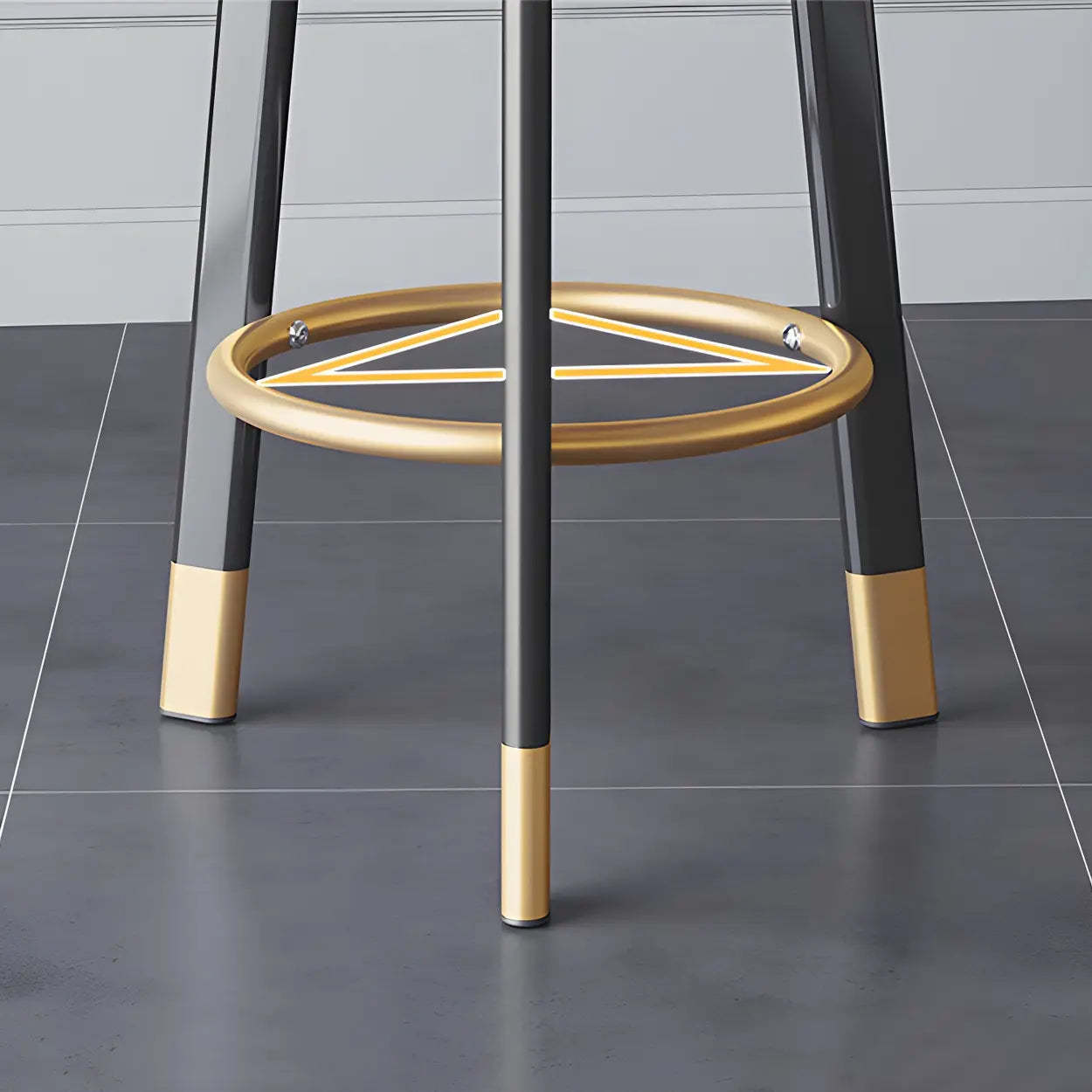 Round Leather Tripod Steel Bar Stool — Grey