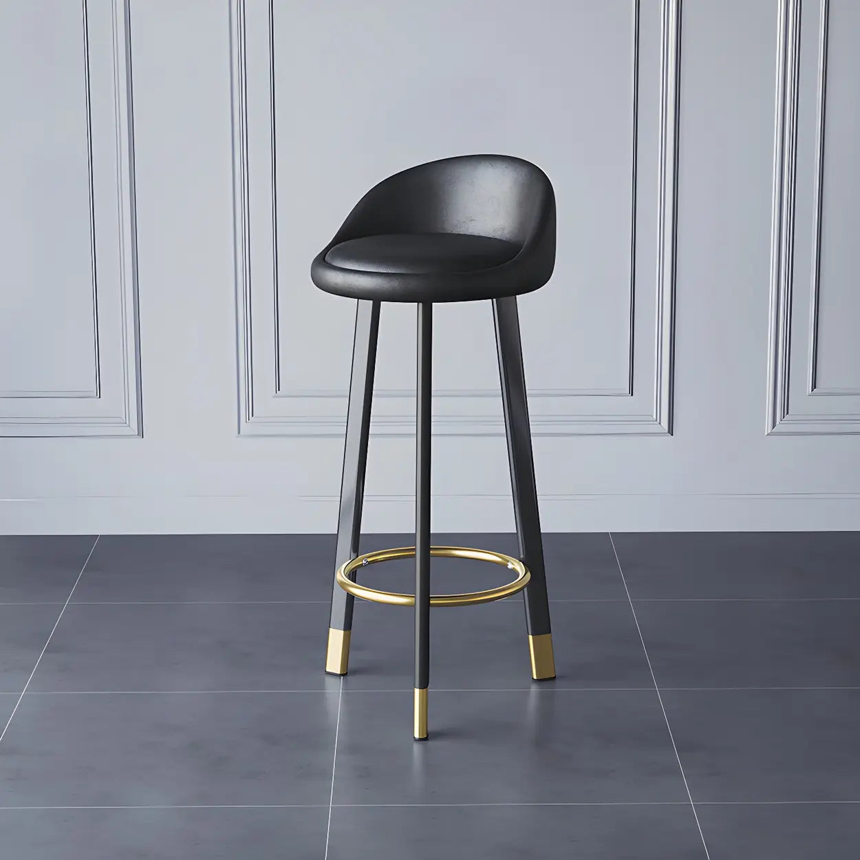 Round Leather Tripod Steel Bar Stool