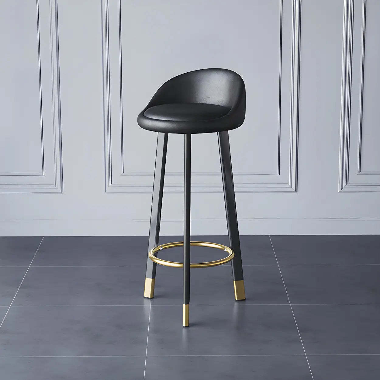 Round Leather Tripod Steel Bar Stool