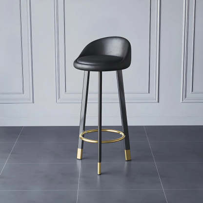 Round Leather Tripod Steel Bar Stool