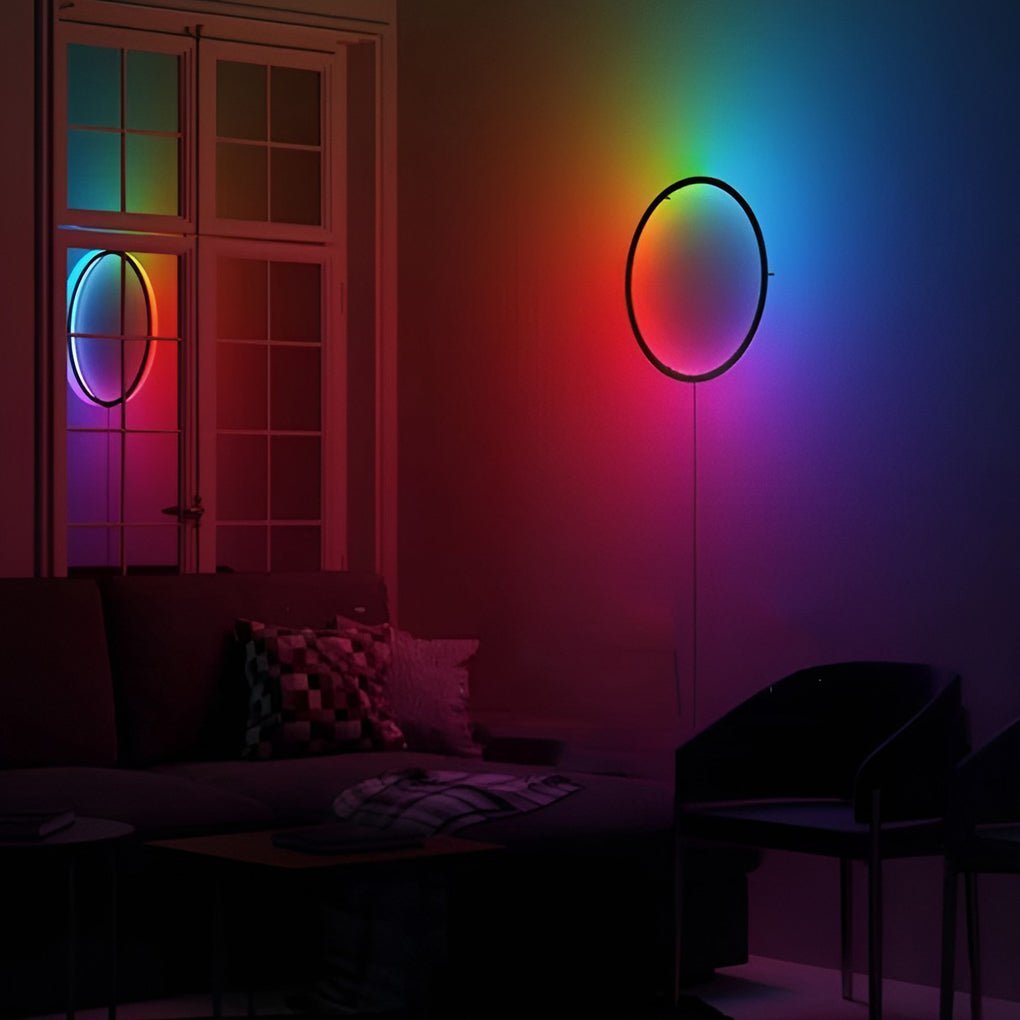 Round LED RGB Modern Wall Sconces with Touch Remote Control Wireless APP-Lighom