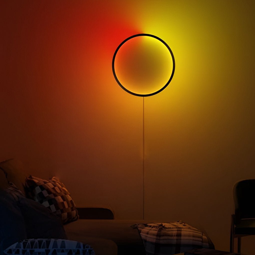 White modern touch round wall sconces — RGB With Mobile App & Button Remote Control
