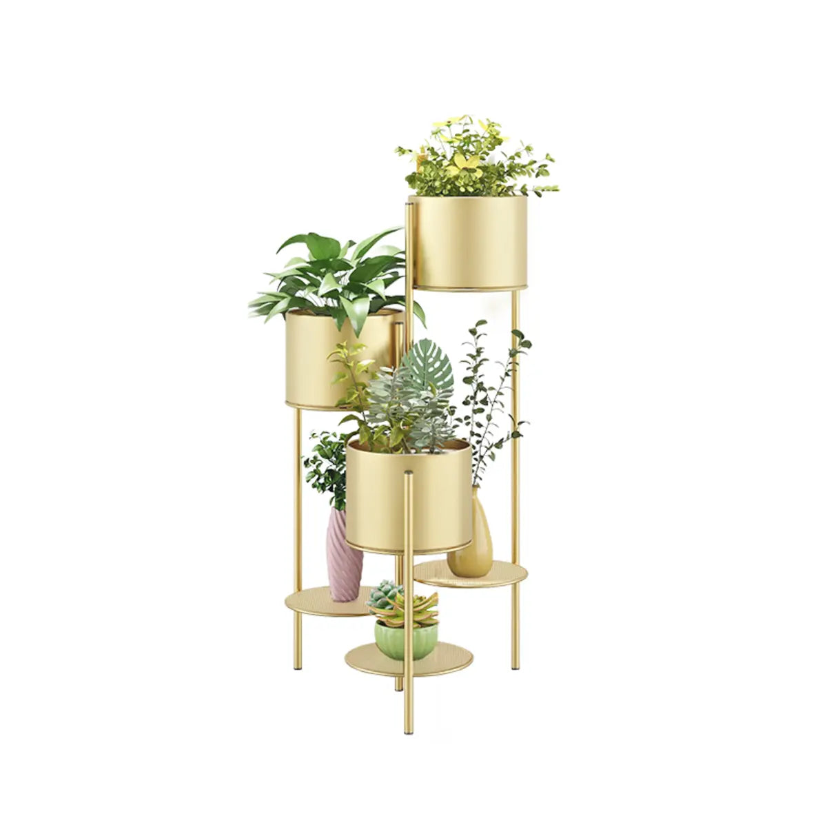 Blue Round Metal 6-Tier Indoor Plant Stand — Blue