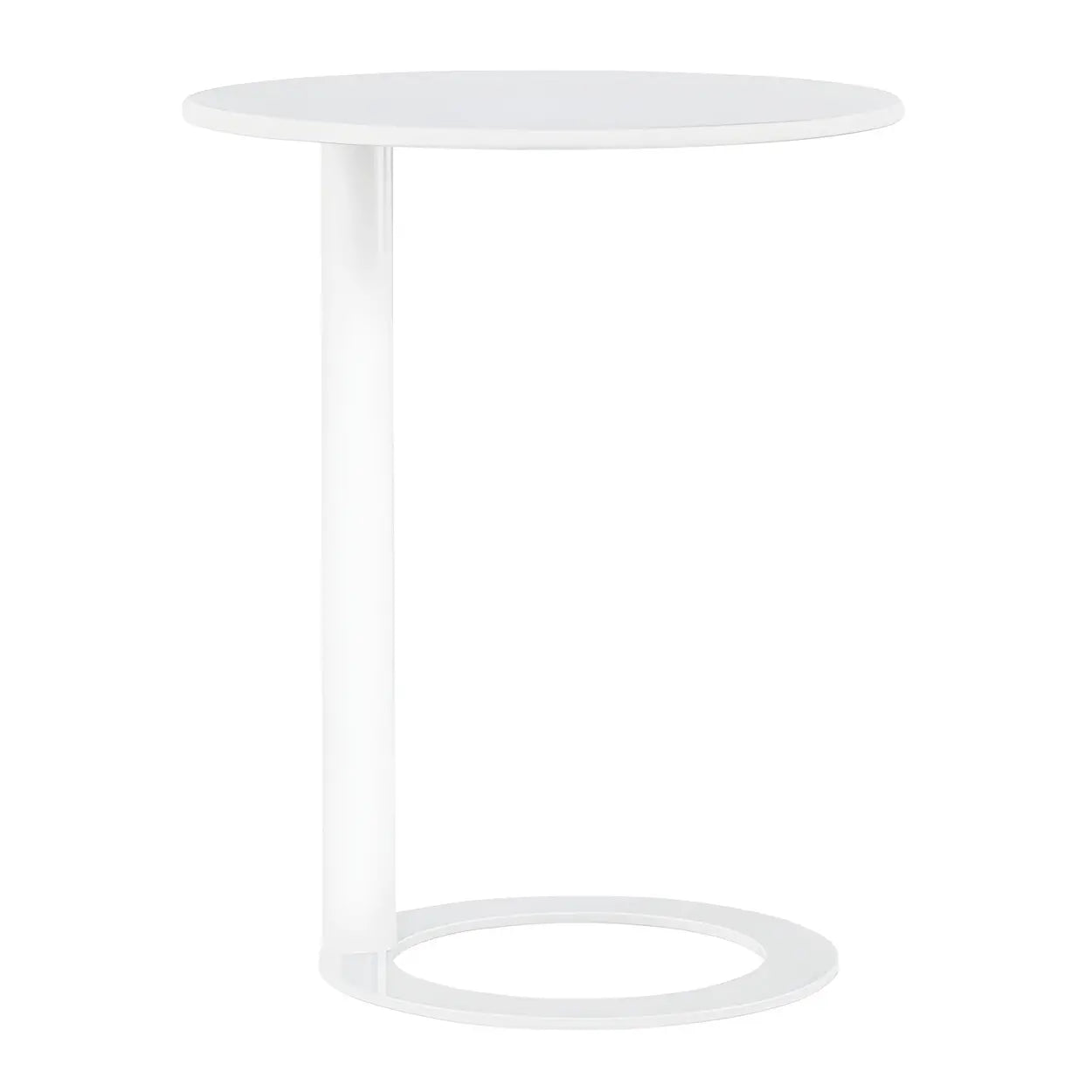 Modern c-shaped round white display cabinets — 20"L x 20"W x 22"H / Red