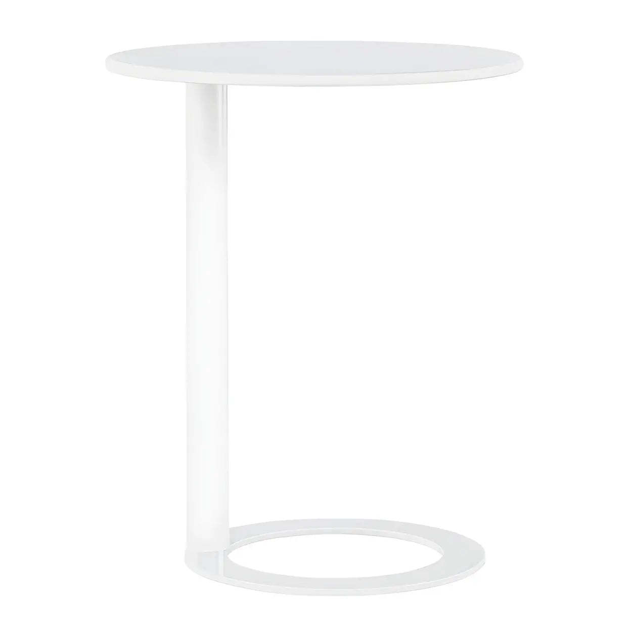 Modern c-shaped round white display cabinets — 20"L x 20"W x 22"H / Red