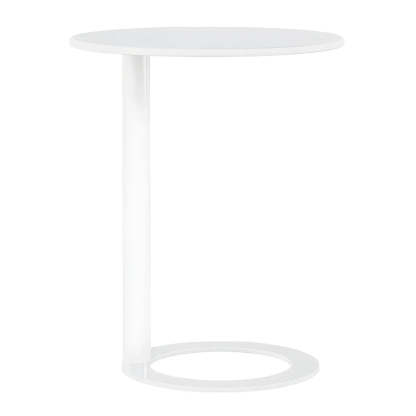 Modern c-shaped round white display cabinets — 20"L x 20"W x 22"H / Red