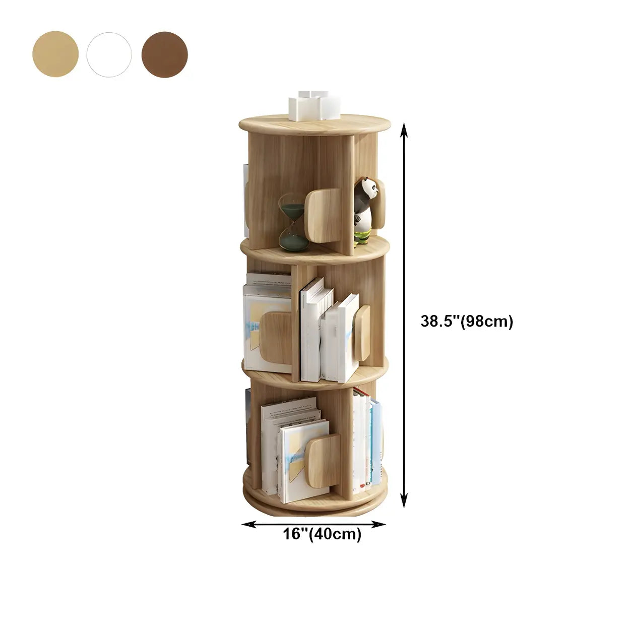Natural Rotating Wood Geometric Bookcase