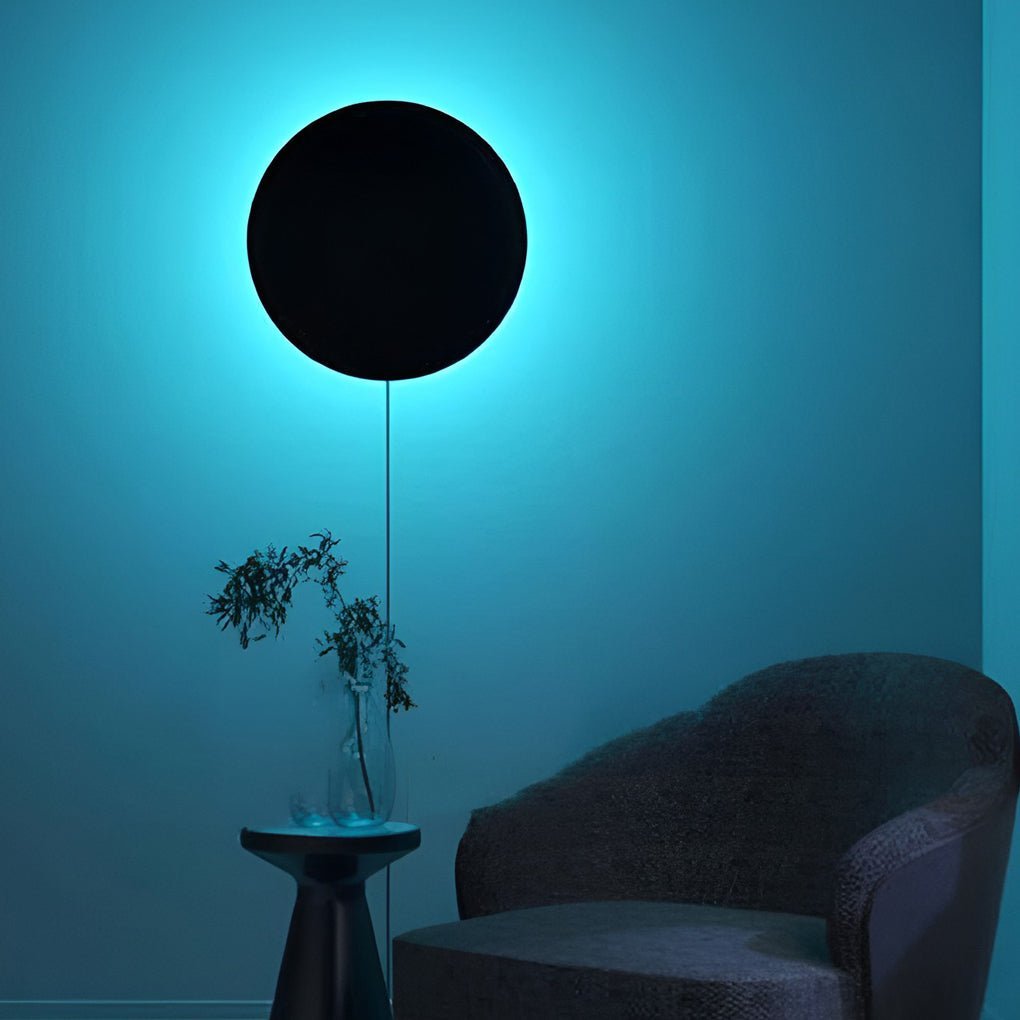 Round Remote Control RGB LED Black Modern Sconces Wall Lamp Wall Light-Lighom
