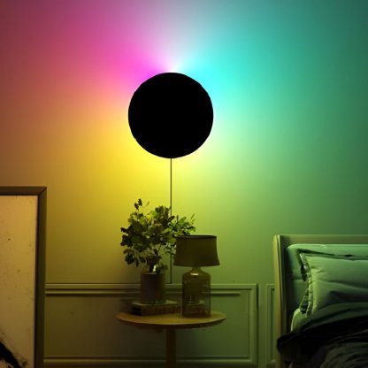 Round Remote Control RGB LED Black Modern Sconces Wall Lamp Wall Light-Lighom