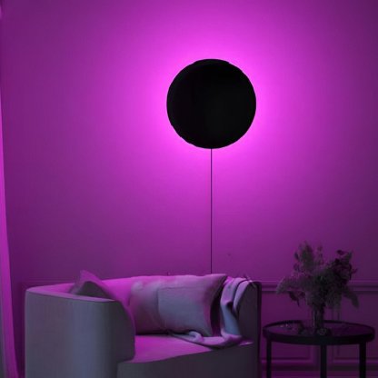 Round Remote Control RGB LED Black Modern Sconces Wall Lamp Wall Light-Lighom