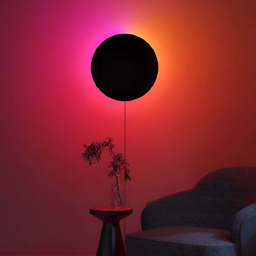 Round Remote Control RGB LED Black Modern Sconces Wall Lamp Wall Light-Lighom