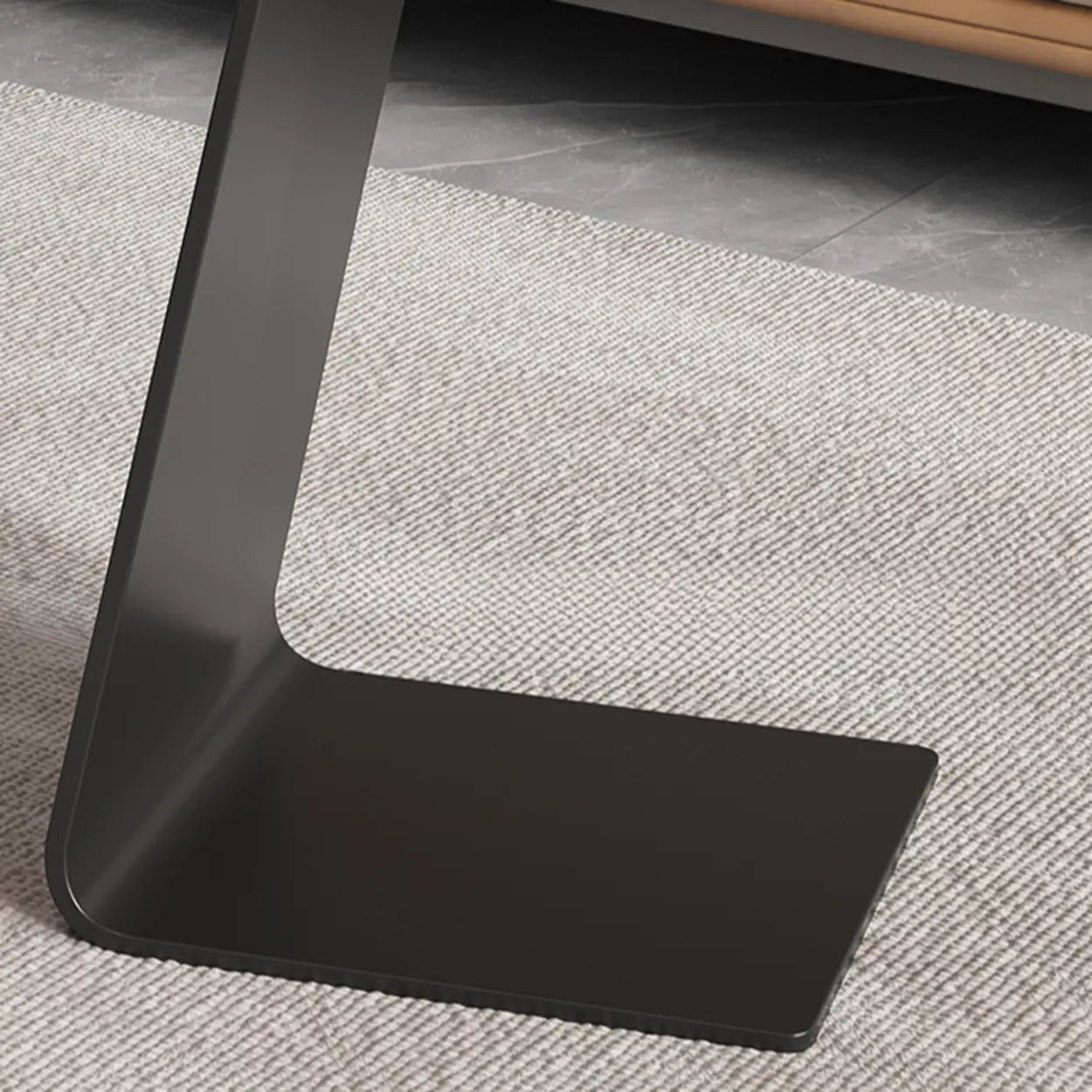 Round Black C-Shape Marble Chairside Table — Rock Beam / Gray
