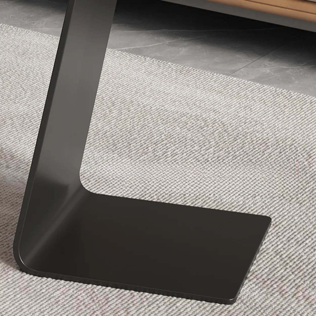 Round Black C-Shape Marble Chairside Table — Rock Beam / Gray
