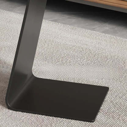 Round Black C-Shape Marble Chairside Table — Rock Beam / Gray
