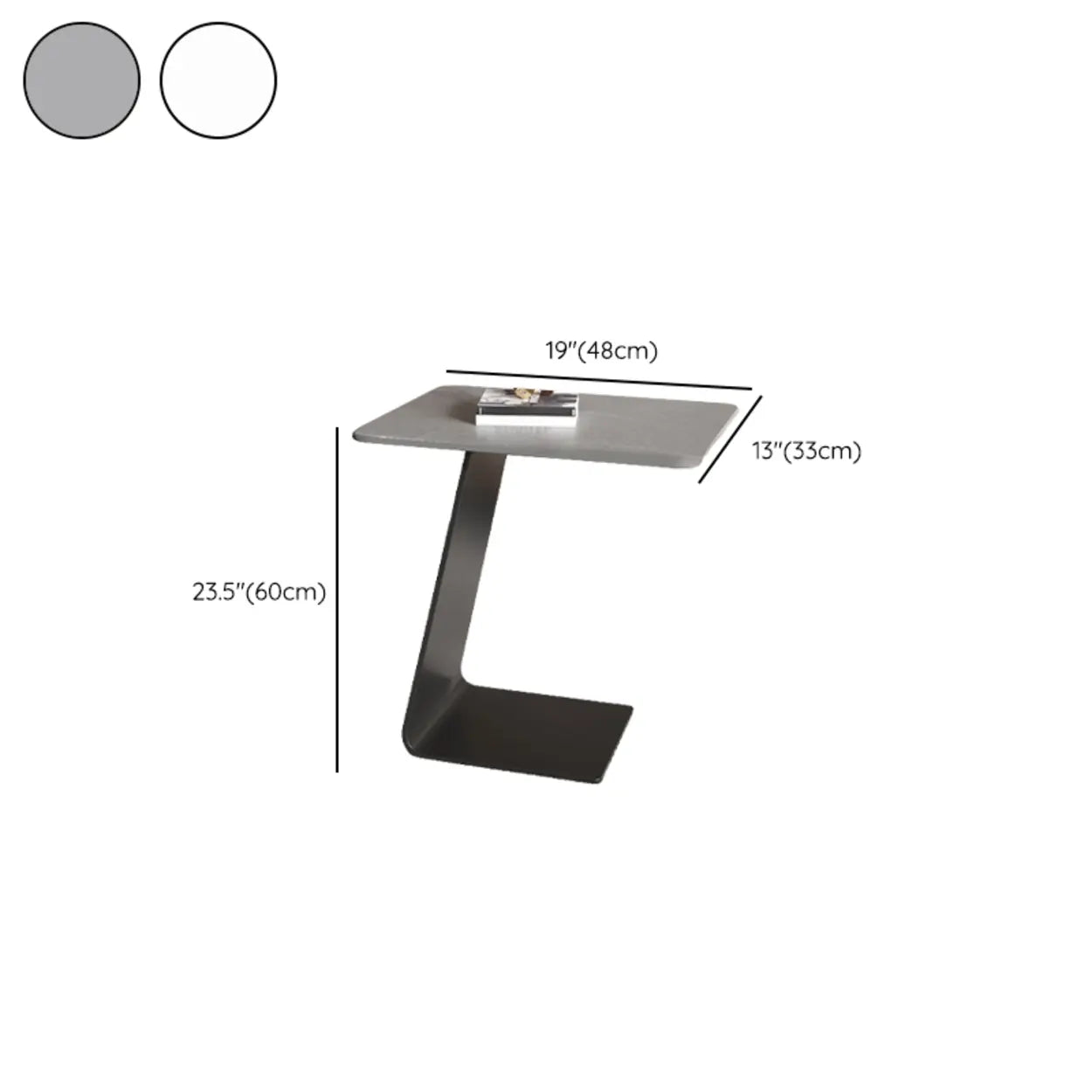 Round Black C-Shape Marble Chairside Table — Rock Beam / Pandora