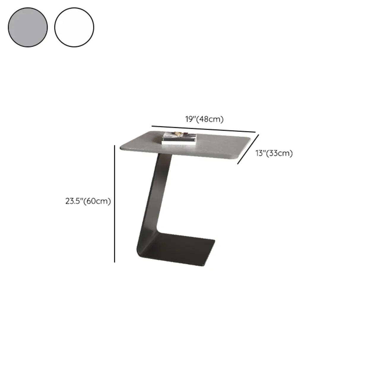 Round Black C-Shape Marble Chairside Table — Rock Beam / Pandora