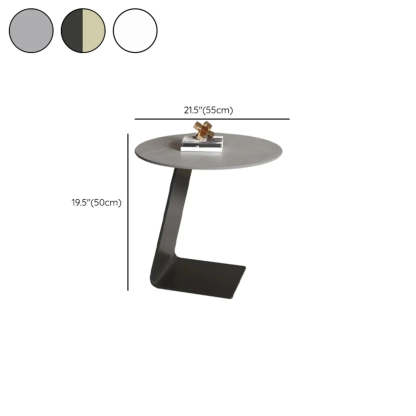 Round Black C-Shape Marble Chairside Table — Rock Beam / Gray