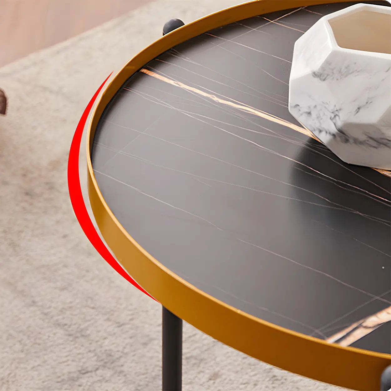 Round Tray Coffee Table with Steel Base