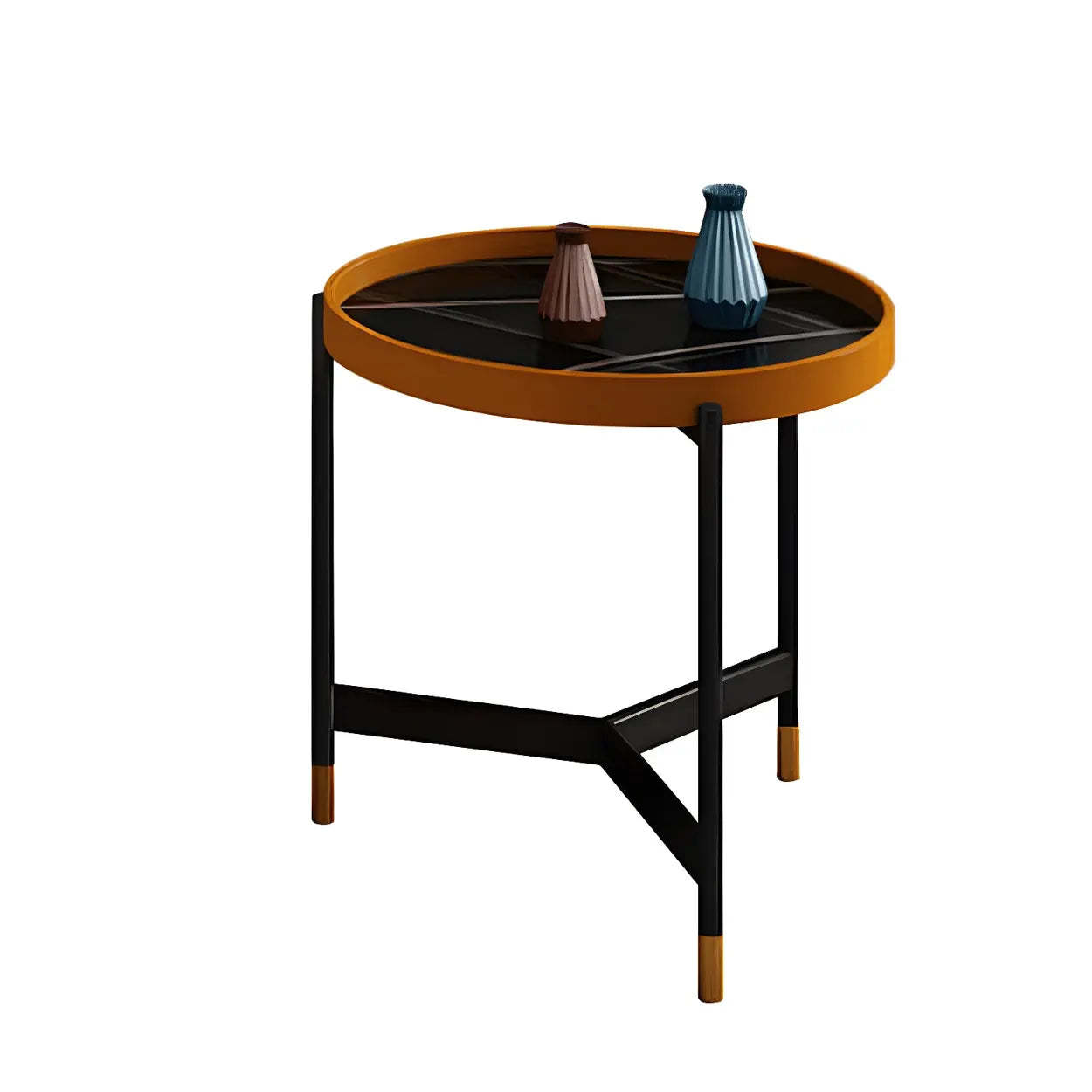 Round Tray Coffee Table with Steel Base