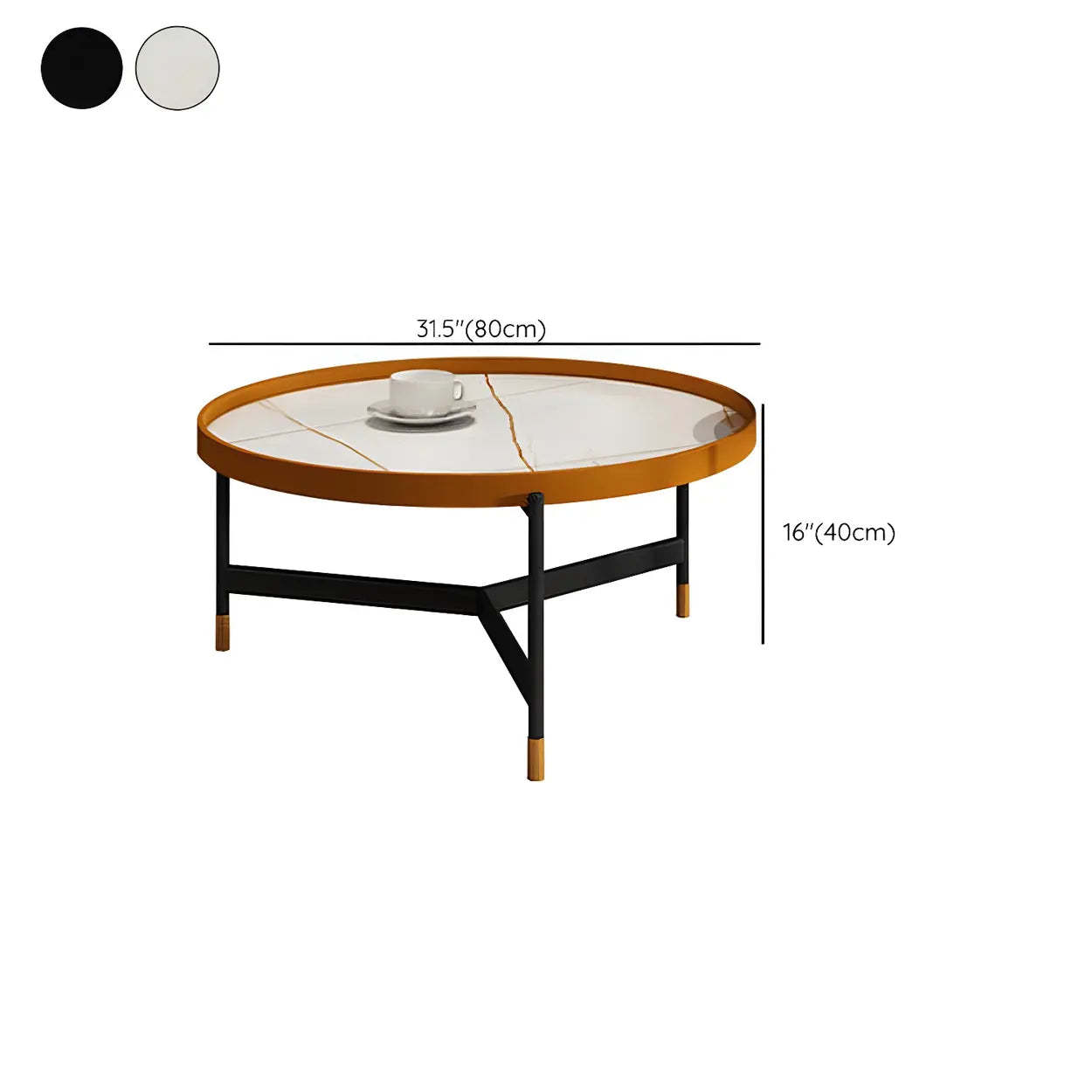 Round Tray Coffee Table with Steel Base