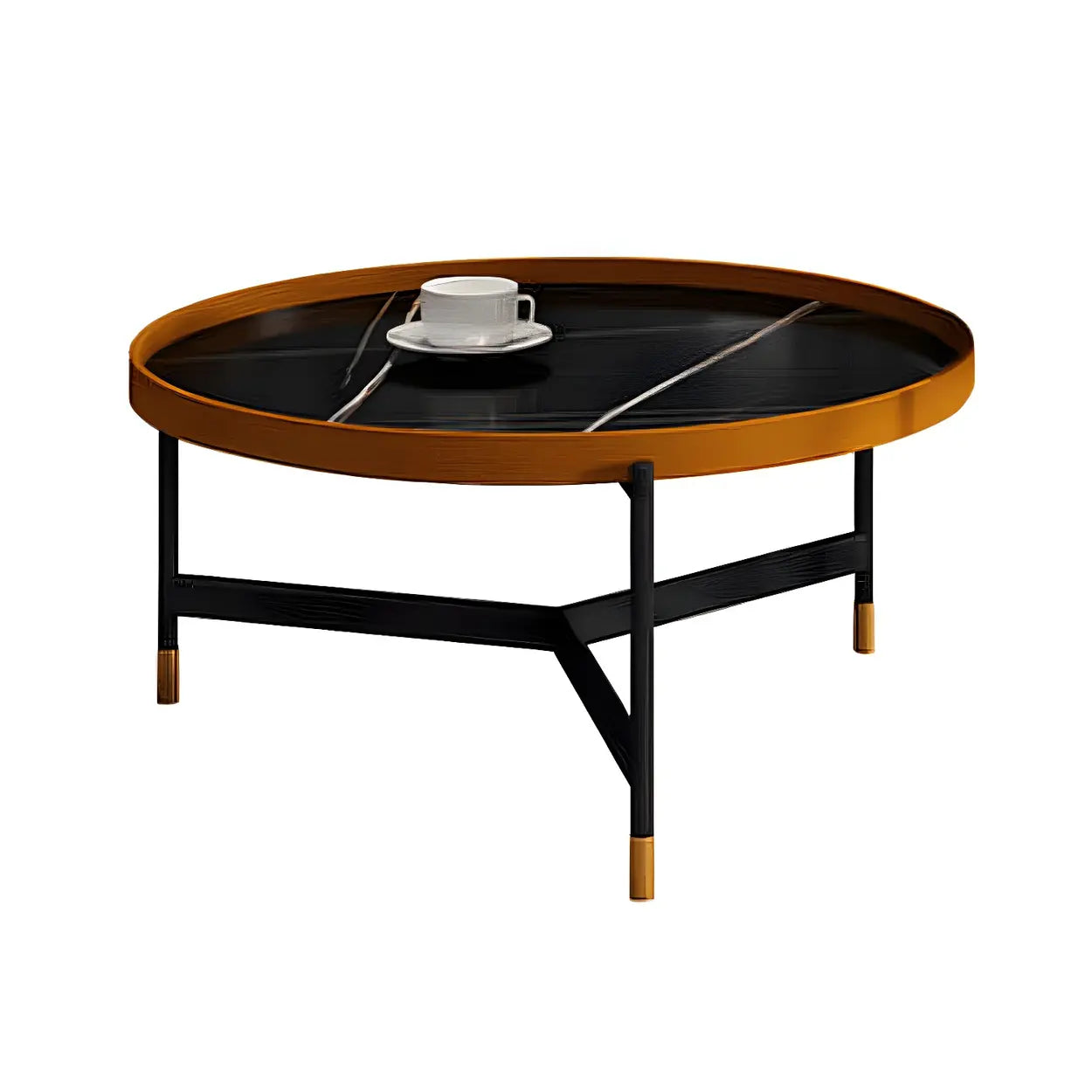 Round Tray Coffee Table with Steel Base — White