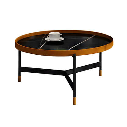 Round Tray Coffee Table with Steel Base — White