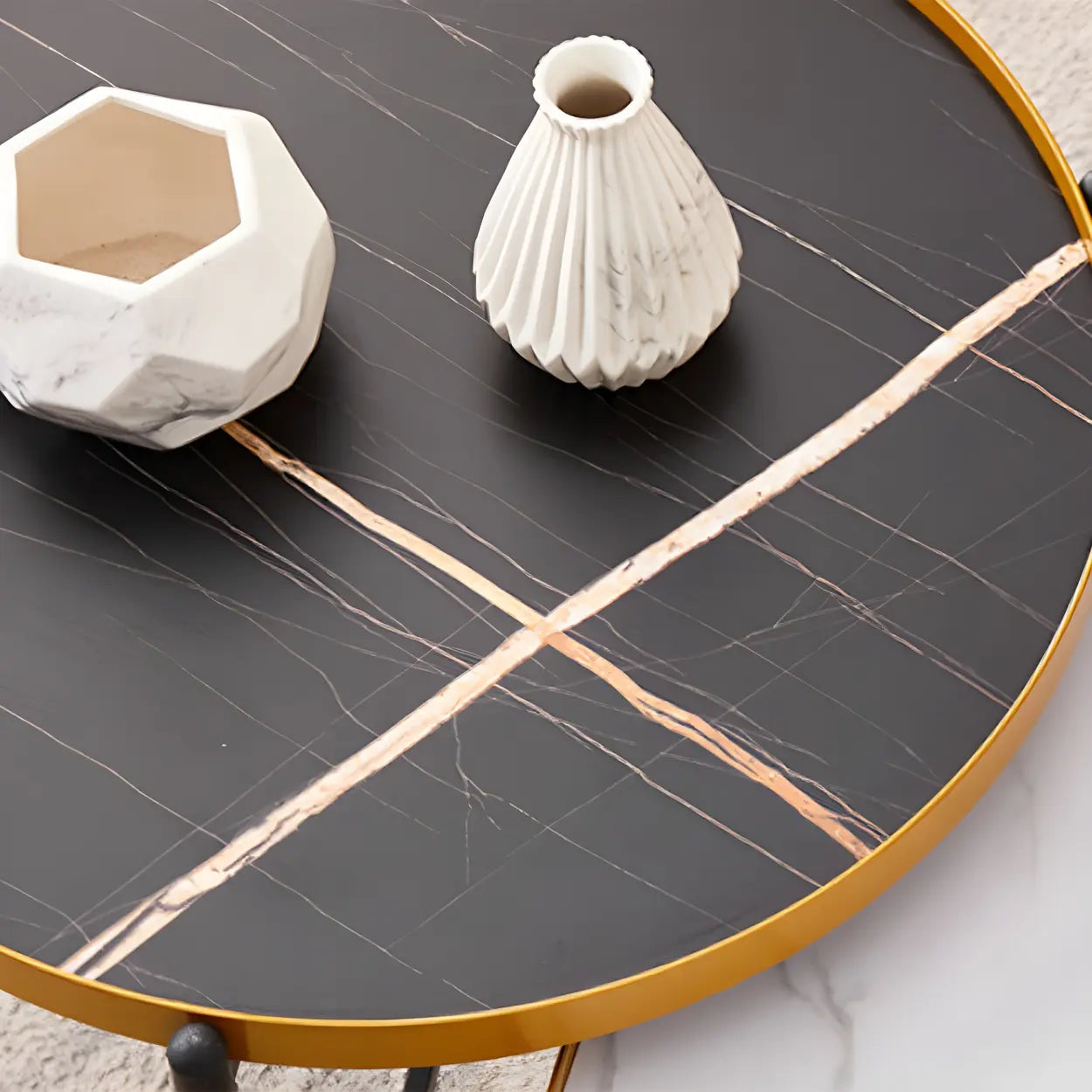 Round Tray Coffee Table with Steel Base