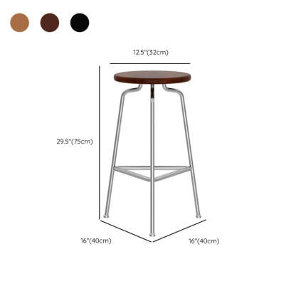 Round Tripod Metal Backless Black Bar Stool