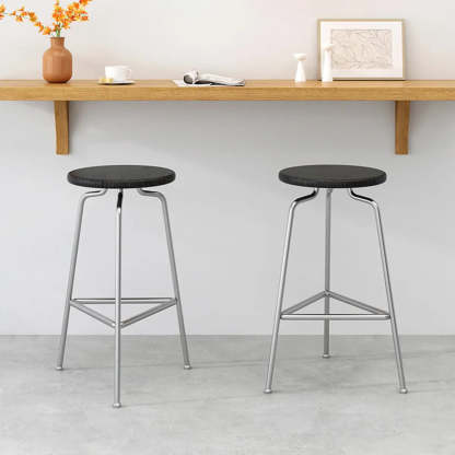 Round Tripod Metal Backless Black Bar Stool — Black