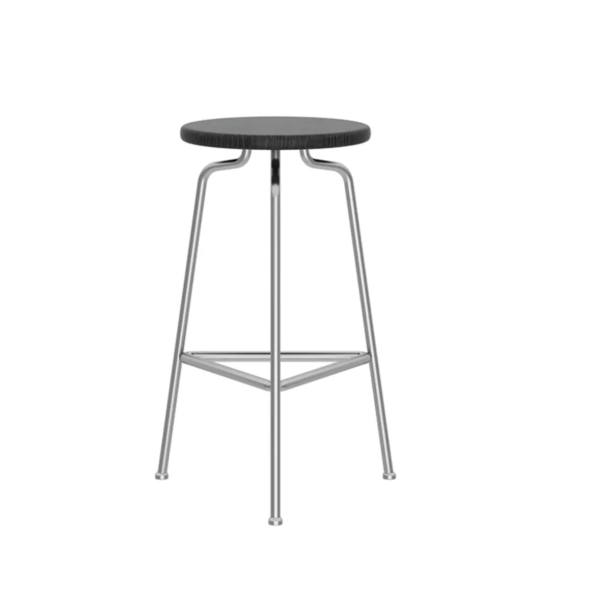 Round Tripod Metal Backless Black Bar Stool — Black