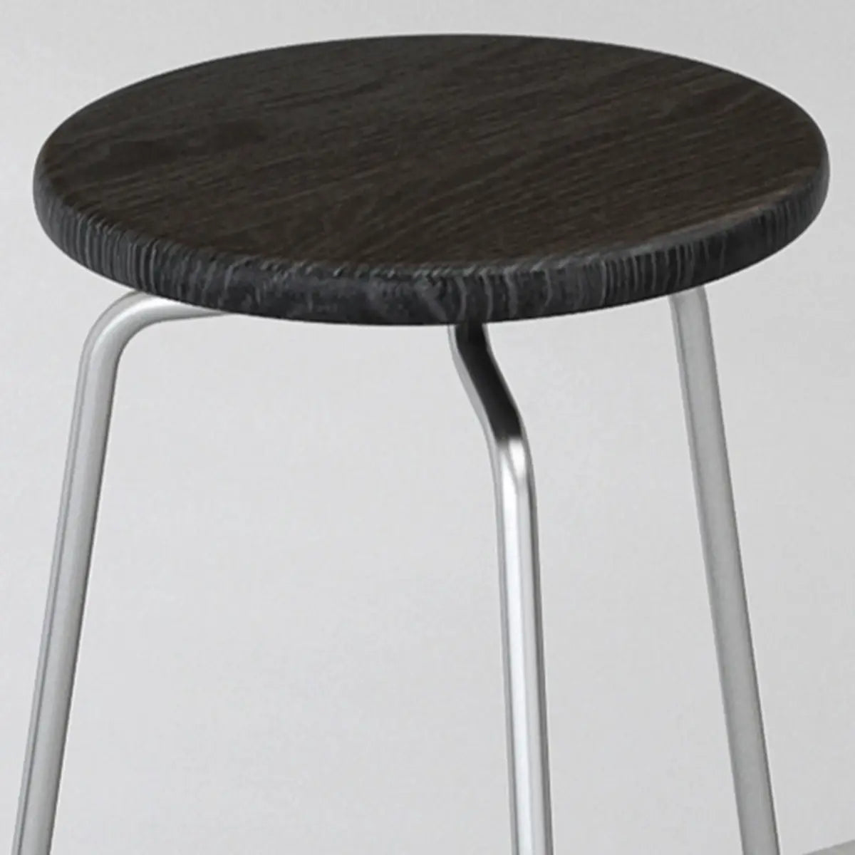 Round Tripod Metal Backless Black Bar Stool — Teak
