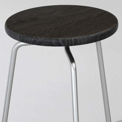 Round Tripod Metal Backless Black Bar Stool — Teak