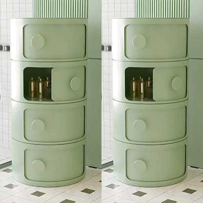 Modern Round White Acrylic Cabinet Nightstand