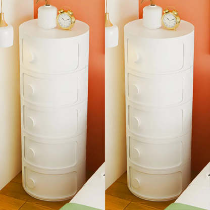 Modern Round White Acrylic Cabinet Nightstand