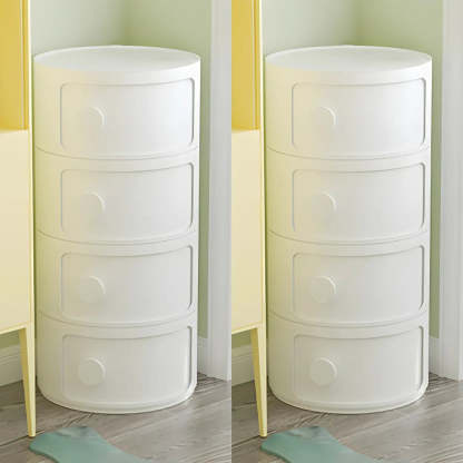 Modern Round White Acrylic Cabinet Nightstand
